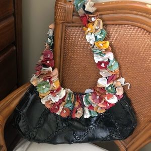 Shoulder bag with leather details